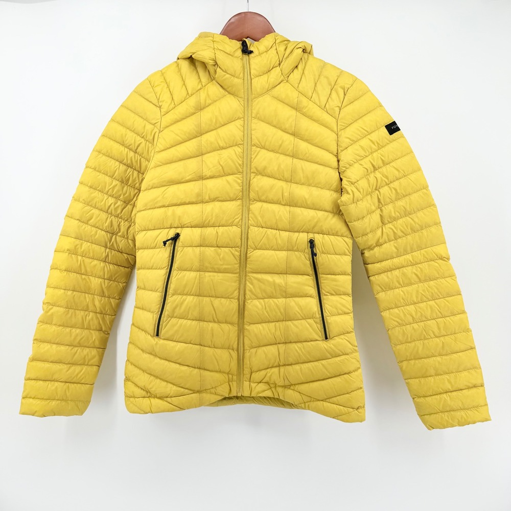 Decathlon XS Forclaz Trek 500 Down Jacket Honey Yellow Women's Hooded Puffer